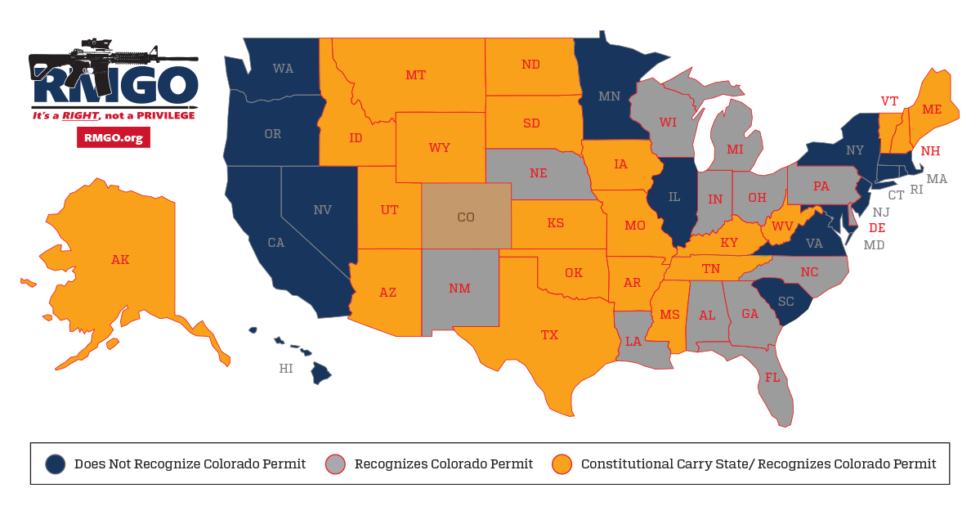 Concealed Carry Reciprocity Map Rocky Mountain Gun Owners